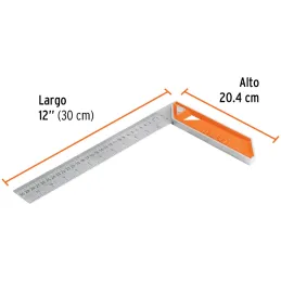 Escuadras Carpintero 12", Graduacion grabada en Laser, Acero Inoxidable, Mango de Aluminio, EC-12 14376 Truper Truper-Escuadras 