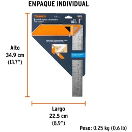 Escuadras Carpintero 10", Graduacion grabada en Laser, Acero Inoxidable, Mango de Aluminio, EC-10 14374 Truper Truper-Escuadras 