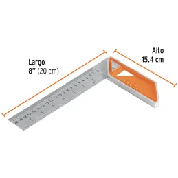Escuadras Carpintero 8", Graduacion grabada en Laser, Acero Inoxidable, Mango de Aluminio, EC-8 14372 Truper Truper-Escuadras Ca