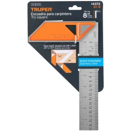 Escuadras Carpintero 8", Graduacion grabada en Laser, Acero Inoxidable, Mango de Aluminio, EC-8 14372 Truper Truper-Escuadras Ca