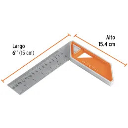Escuadras Carpintero 6", Graduacion grabada en Laser, Acero Inoxidable, Mango de Aluminio, EC-6 14370 Truper Truper-Escuadras Ca