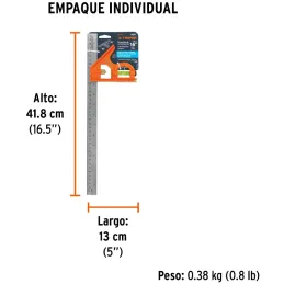 Escuadra de Combinacion 16", Acero Inoxidable, Para Angulos de 45 y 90 Grados, ECT-16 14381 Truper Truper-Escuadra de Combinacio