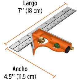 Escuadra de Combinacion 6", Acero Inoxidable, Para Angulos de 45 y 90 Grados, ECT-6 14369 Truper Truper-Escuadra de Combinacion 
