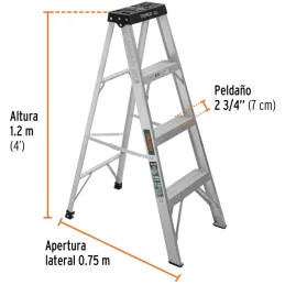 Escaleras de Tijera 3 Peldaños T3 Max2.4m P3.7kg EAluminio, Truper 16741 Truper-Escaleras de Tijera 3 Peldaños T3 Max2.4m P3.7kg