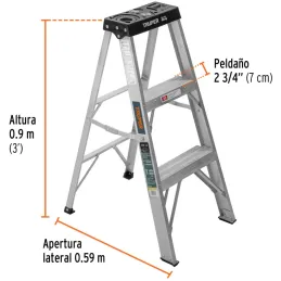 Escaleras de Tijera 2 Peldañoss T3 Max2.1m P3kg EAluminio, Truper 16740 Truper-Escalera Tipo Tijera 2 Peldaños, 91 kg Tipo III, 