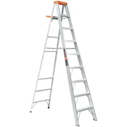 Escaleras Tijera 8 Peldaños con Bandeja T2 Max4m P9.5kg EAluminio, Truper 10338 Truper-Escaleras Tijera 8 Peldaños con Bandeja T