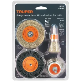 Juego de Escobillas, Cardas 4 Piezas, JCA-4P 11577 Truper Truper-Juego de Escobillas, Cardas 4 Piezas, JCA-4P 11577 Truper Carda
