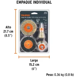 Juego de Escobillas, Cardas 4 Piezas, JCA-4P 11577 Truper Truper-Juego de Escobillas, Cardas 4 Piezas, JCA-4P 11577 Truper Carda