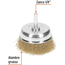 Cardas Copa 2 3/4" Grueso Z1/4" Truper 11572 Truper-Cardas Copa 2 3/4" Grueso Z1/4" Truper 11572 Fabricada en acero latonado (an