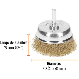 Cardas Copa 2 3/4" Grueso Z1/4" Truper 11572 Truper-Cardas Copa 2 3/4" Grueso Z1/4" Truper 11572 Fabricada en acero latonado (an