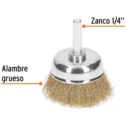 Cardas Copa 1 3/4" Grueso Z1/4" Truper 11571 Truper-Cardas Copa 1 3/4" Grueso Z1/4" Truper 11571 Fabricada en acero latonado (an