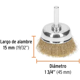 Cardas Copa 1 3/4" Grueso Z1/4" Truper 11571 Truper-Cardas Copa 1 3/4" Grueso Z1/4" Truper 11571 Fabricada en acero latonado (an