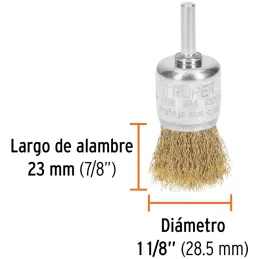 Cardas Copa 1 1/8" Grueso Z1/4" Truper 11596 Truper-Cardas Copa 1 1/8" Grueso Z1/4" Truper 11596 Fabricada en acero latonado (an