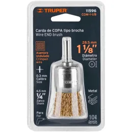 Cardas Copa 1 1/8" Grueso Z1/4" Truper 11596 Truper-Cardas Copa 1 1/8" Grueso Z1/4" Truper 11596 Fabricada en acero latonado (an