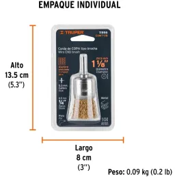 Cardas Copa 1 1/8" Grueso Z1/4" Truper 11596 Truper-Cardas Copa 1 1/8" Grueso Z1/4" Truper 11596 Fabricada en acero latonado (an
