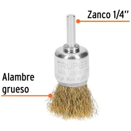 Cardas Copa 1" Grueso Z1/4" Truper 11595 Truper-Cardas Copa 1" Grueso Z1/4" Truper 11595 Fabricada en acero latonado (antichispa