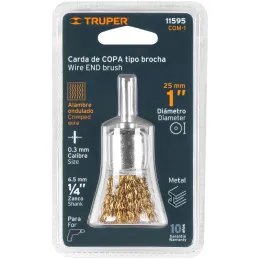 Cardas Copa 1" Grueso Z1/4" Truper 11595 Truper-Cardas Copa 1" Grueso Z1/4" Truper 11595 Fabricada en acero latonado (antichispa