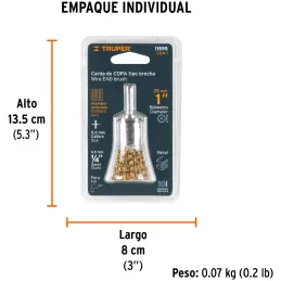Cardas Copa 1" Grueso Z1/4" Truper 11595 Truper-Cardas Copa 1" Grueso Z1/4" Truper 11595 Fabricada en acero latonado (antichispa