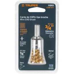 Cardas Copa 3/4" Grueso Z1/4" Truper 11593 Truper-Cardas Copa 3/4" Grueso Z1/4" Truper 11593 Fabricada en acero latonado (antich