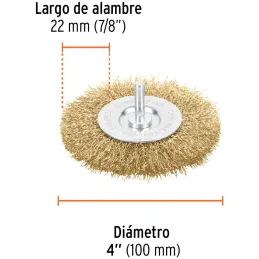 Cardas Circulares 4" Grueso Z1/4" Truper 11590 Truper-Cardas Circulares 4" Grueso Z1/4" Truper 11590 Fabricada en acero latonado