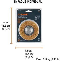 Cardas Circulares 4" Grueso Z1/4" Truper 11590 Truper-Cardas Circulares 4" Grueso Z1/4" Truper 11590 Fabricada en acero latonado