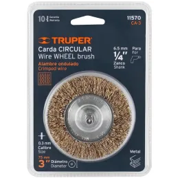 Cardas Circulares 3" Grueso Z1/4" Truper 11570 Truper-Cardas Circulares 3" Grueso Z1/4" Truper 11570 Fabricada en acero latonado