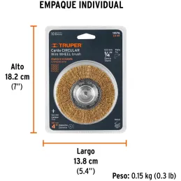 Cardas Circulares 4" Fino Z1/4" Truper 11576 Truper-Cardas Circulares 4" Fino Z1/4" Truper 11576 Fabricada en acero latonado (an