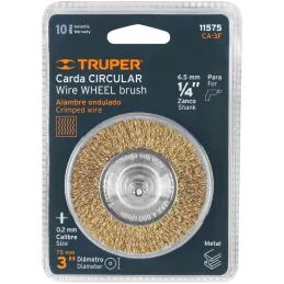 Cardas Circulares 3" Fino Z1/4" Truper 11575 Truper-Cardas Circulares 3" Fino Z1/4" Truper 11575 Fabricada en acero latonado (an