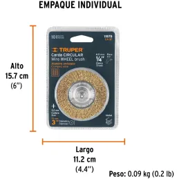 Cardas Circulares 3" Fino Z1/4" Truper 11575 Truper-Cardas Circulares 3" Fino Z1/4" Truper 11575 Fabricada en acero latonado (an