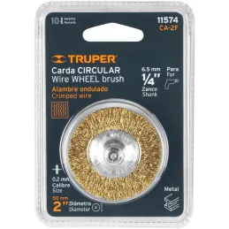 Cardas Circulares 2" Fino Z1/4" Truper 11574 Truper-Cardas Circulares 2" Fino Z1/4" Truper 11574 Fabricada en acero latonado (an