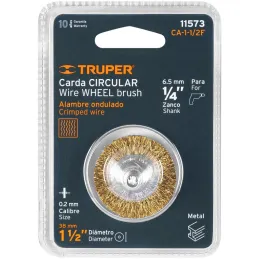 Cardas Circulares 1-1/2" Fino Z1/4" Truper 11573 Truper-Cardas Circulares 1-1/2" Fino Z1/4" Truper 11573 Fabricada en acero lato
