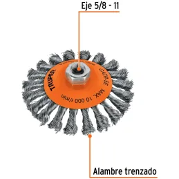 Cardas Conicas 5" Trenzado Truper 14191 Truper-Cardas Conicas 5" Trenzado Truper 14191 Fabricada en acero al carbono Acabado rug