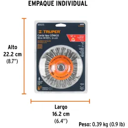 Cardas Conicas 5" Trenzado Truper 14191 Truper-Cardas Conicas 5" Trenzado Truper 14191 Fabricada en acero al carbono Acabado rug