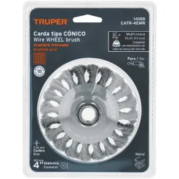 Cardas Conicas 4" Trenzado M14 Truper 14188 Truper-Cardas Conicas 4" Trenzado M14 Truper 14188 Fabricada en acero al carbono Aca