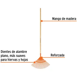 Escobas Metalica Curva 18" 22 Dientes Mango 48" Calibre 20 Reforzada, EM-22 14322 Truper Truper-Escobas Metalica Curva 18" 22 Di