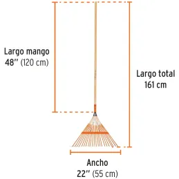 Escobas Metalica Recta 22" 22 Dientes Mango 48" Calibre 19, Con Tensor de Dientes, EMX-22 14328 Truper Truper-Escobas Metalica R