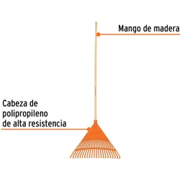 Escobas Plastica Rigida 22" 22 Dientes Mango 48", Polipropileno de Alta Resistencia, EP-22R 19786 Truper Truper-Escobas Plastica
