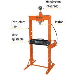 Prensa Hidraulica con Manometro 20 Toneladas, en acero de 50mm, retorno Automatico, PREH-20 17685 Truper Truper-Prensa Hidraulic
