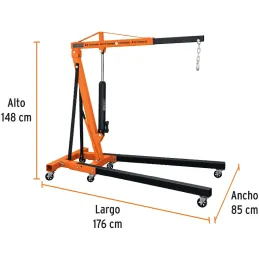 Pluma Hidraulica 2 Toneladas, Brazos Ajustable, Carga de 500kg a 2T, Ruedas de Hierro, PHF-2 12888 Truper Truper-Pluma Hidraulic