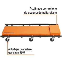 Cama de Taller 36", Cuerpo Acolchonado, Llantas TPE Giro 360 Grados, CATA-36 10098 Truper Truper-Cama de Taller 36", Cuerpo Acol