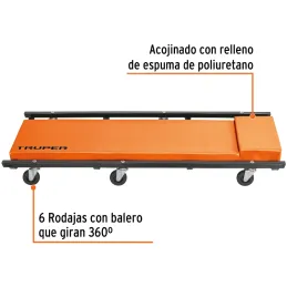 Cama de Taller 40", Cuerpo Acolchonado, Llantas TPE Giro 360 Grados, CATA-40 10097 Truper Truper-Cama de Taller 40", Cuerpo Acol