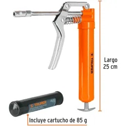 Mini Engrasadora 3oz 2100 lb/pulg2 con Cartucho, Extension Flexible y Rigida, GRAS-13 14911 Truper Truper-Mini Engrasadora 3oz 2
