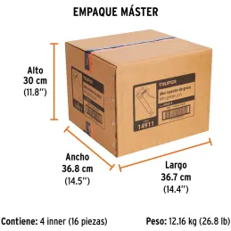Mini Engrasadora 3oz 2100 lb/pulg2 con Cartucho, Extension Flexible y Rigida, GRAS-13 14911 Truper Truper-Mini Engrasadora 3oz 2