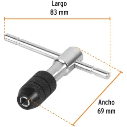 PortaMachos Tipo T, Tipo Chuck, Para Machos 1/4", Manija Deslizable para Mayor Palanca, MAN-T-1/4 11439 Truper Truper-PortaMacho