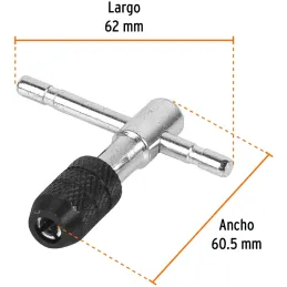 PortaMachos Tipo T, Tipo Chuck, Para Machos 3/16", Manija Deslizable para Mayor Palanca, MAN-T-3/16 11438 Truper Truper-PortaMac