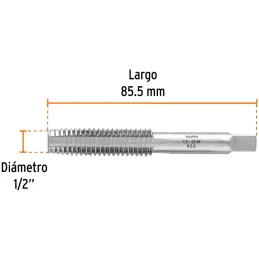 Machos 1/2" x20h NF RoscaFina UNF AceroHSS Truper 11414 Truper-Machos 1/2" x20h NF RoscaFina UNF AceroHSS Truper 11414 Para cone
