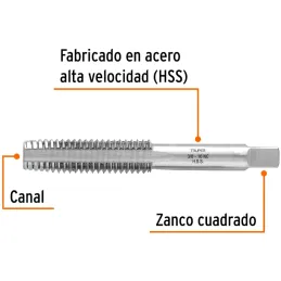 Machos 3/8" x18h NC RoscaStandar UNC AceroHSS Truper 11409 Truper-Machos 3/8" x18h NC RoscaStandar UNC AceroHSS Truper 11409 Par