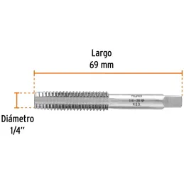 Machos 1/4" x28h NF RoscaFina UNF AceroHSS Truper 11406 Truper-Machos 1/4" x28h NF RoscaFina UNF AceroHSS Truper 11406 Para cone