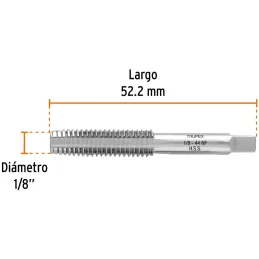 Machos 1/8" x44h NF RoscaFina UNF AceroHSS Truper 11416 Truper-Machos 1/8" x44h NF RoscaFina UNF AceroHSS Truper 11416 Para cone