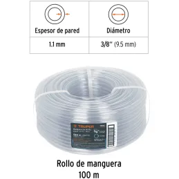 Mangueras de Nivel 3/8" x100m Truper 19862 Truper-Mangueras de Nivel 3/8" x100m Truper 19862 Fabricada en PVC flexible transpare